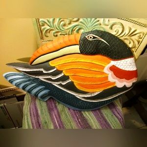 🦅 Tropical Toucan Bird Wall Art Decor🐦 🕊Hand Painted,Vintage Wooden Bird. 🐓